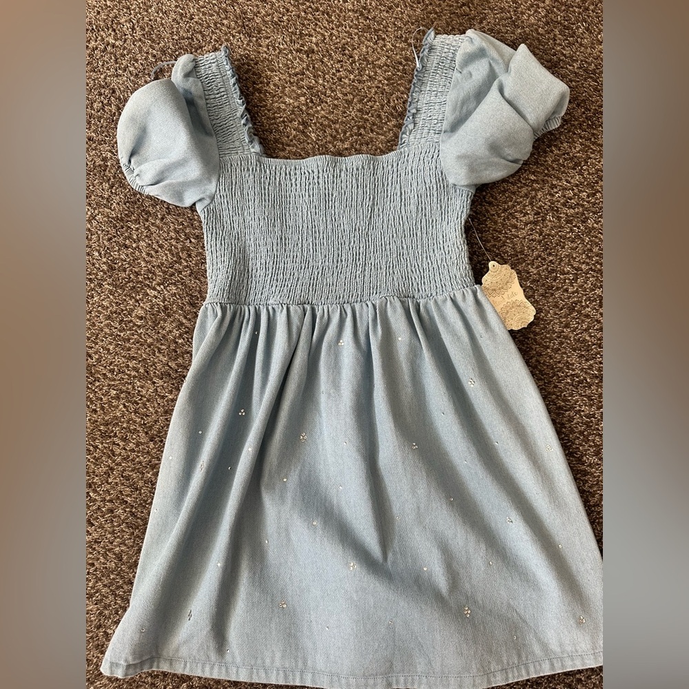 Blue Jean baby doll dress w rhinestones